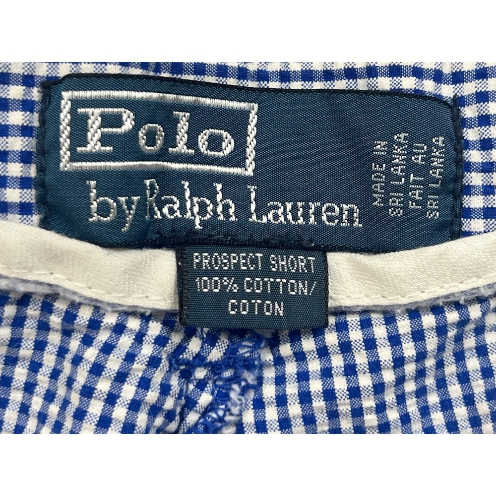 VTG Polo Ralph Lauren Shorts Prospect Seersucker Men 35 Blue Gingham Paid Golf - Picture 8 of 9